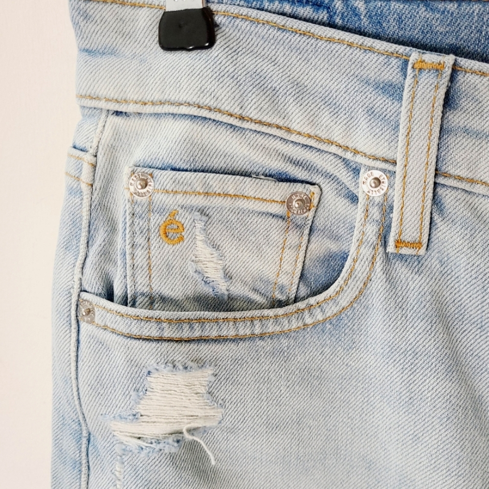 Etica Tyler Vintage Straight Jeans Blue Seafoam Sz 25 NWT $238 Distressed - Picture 9 of 16